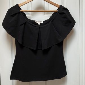 Boston Proper Black "So Sexy Ruffle Off-the-Shoulder Top" (M)